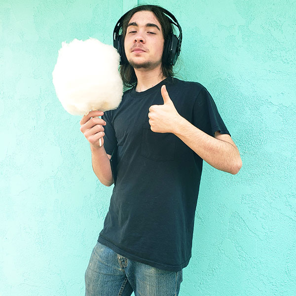 teenager with cotton candy